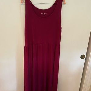 Ava & Viv Plus Size Sleeveless Knit Babydoll Dress- Berry